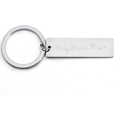 36PC Stainless Steel Big Sister Butterfly Keyring Square Pendant Keychain Friends Family Love Best Friends Key Ring Jewelry Hot