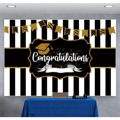 Black and White Striped Graduation Banner Background for Portrait Photography Decors Photographic Backdrops Photocall Studio