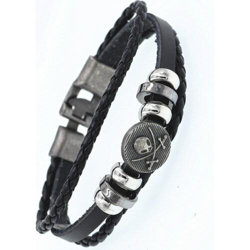 DGW Retro pirates Leather Bracelets Fashion Jewelry Leather Bracelet Men Wristband Bracelets For Women Best Gift Pulsera