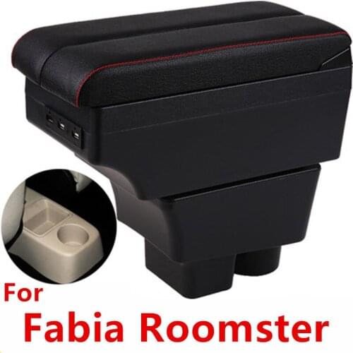 For Fabia Roomster armrest box central Store content Storage box with USB interface products 2006-2015