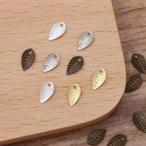 500pcs 4x7mm Metal Brass Leaf Charms DIY Accessories Filigree Leaves Charms For Jewelry Making