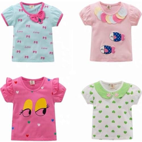 2020 new girls t-shirt summer baby short-sleeved female baby summer dress little girl half-sleeved shirt top western style