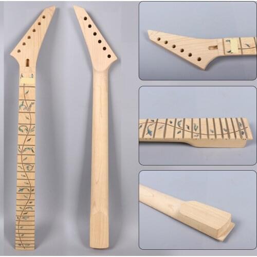 J11 Maple Electric Guitar Neck 24 Fret 25.5inch Maple Fretboard Unfinished INLAY