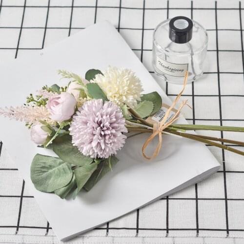 SainMax Greenery Simulation Flowers Bride Hold Flower Wedding Bouquet Decorating Flower Artificial Flower