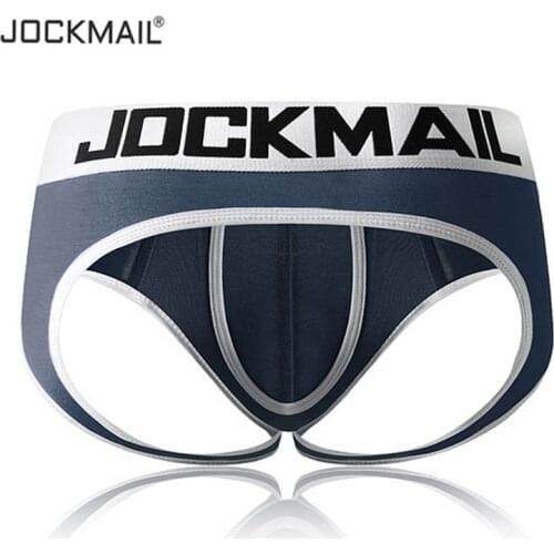 JOCKMAIL Mens Sexy Underwear Briefs BOTTOMLESS Gay Penis Pouch Open Back Underpants Modal Gay Underwear Male Panties Shorts