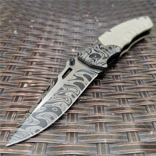 Pocket Knife G10 Folding Knife Mini Pocket Folding Knife Titanium Gray Stainless Steel Blade for Outdoor Survival, Camping EDC