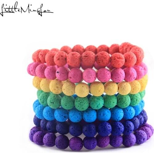 Classic Natural stone dyeing lava Buddha beads Couple Lovers best friend women bracelet yoga Beaded Bracelets Bangles for men