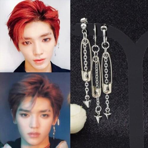 Korean Fashion Punk Stainless Steel Earrings for Men Women Rivet Pin Chain Pendant Hipster Rock Punk Tassel Chain Unisex Jewelry