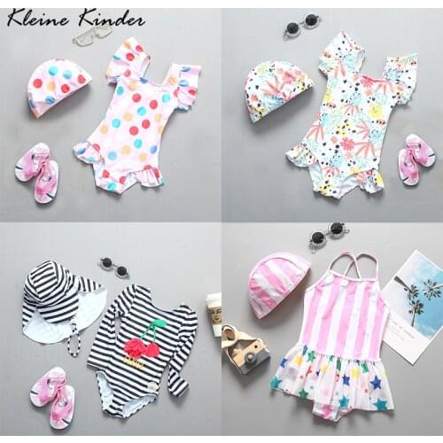 Baby Swimwear One Piece Polka Dot Striped Swimsuit for Girls Childrens Bathing Suit Toddler Infant Kids Beach Swimming Clothes