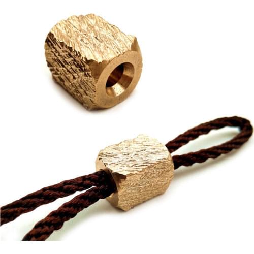 Brass Copper Metal Handmade Carved Paracord Beads Square Gold Knife Tools Parachute Cord Lanyard DIY Charms Pendant Accessories