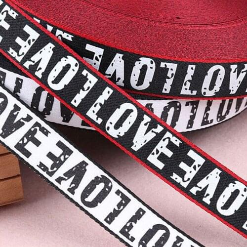 New 2CM Black Red Printing LOVE Grosgrain Ribbon Hair Bow Hat Wedding Christmas Decoration Polyester Ribbon DIY Sewing Supplies
