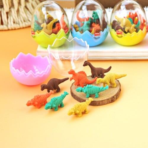 Cartoon Dinosaur Eraser Eggs Set Novelty Stationery School Office Supplies Prizes For Student Kids Rubber Pencil Erasers