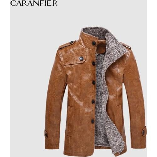 CARANFIER Mens Leather Jackets Winter Warm Coat Plus Thick Outerwear Biker Motorcycle Male Jacket Waterproof Anti-scratch L-8XL
