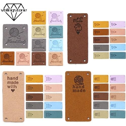 Mix Handmade Labels Leather Tag For Hat Knitted Hand Made With Love Labels For Clothing DIY Basket Sew Accessories 20Pcs
