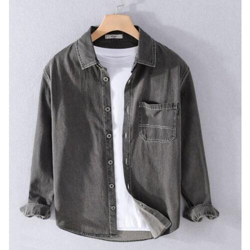 2021 New style Suehaiwes brand Italy casual pure cotton shirt men fashion gray comfortable shirts for men top camisa chemise