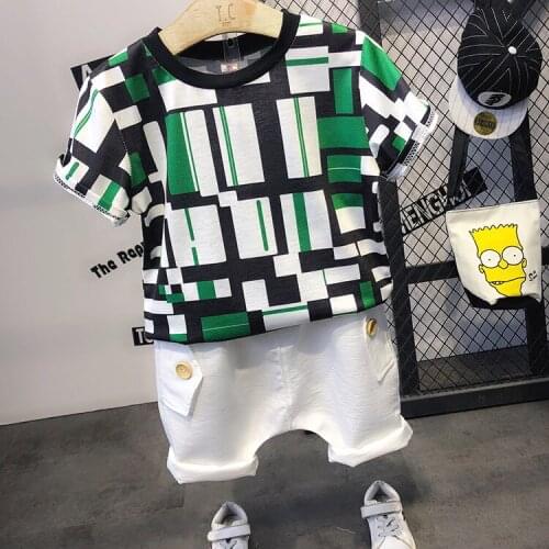 2018 New Summer Boys T Shirt Plaid Print Fashion Tee Shirt Kids Top Tees Short-sleeve Children Clothing Cotton Fashion Boys Tees