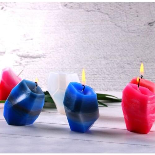 New Geometric Stone Shape Candle Silicone Mold DIY Aroma Plaster Crafts Mould Gem Diamonds Small Candle Resin Soap Molds