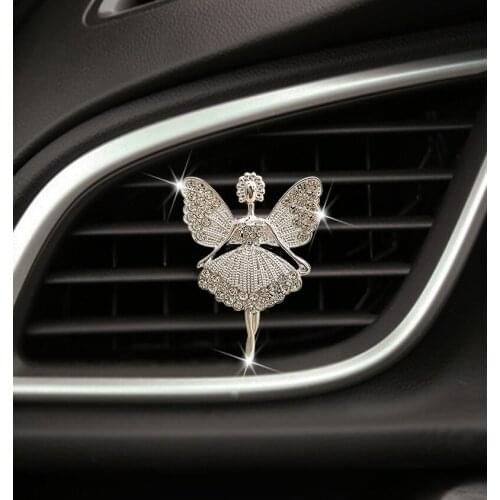 New alloy diamond angel ballet girl car perfume air conditioner car air conditioner air outlet decoration clip