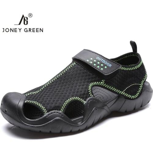 Summer Breathable Sandals Mens Fashion Thick Sole Closed Toe Shoes for Hiking Wading Fishing Outdoor Beach Sandalia Masculina