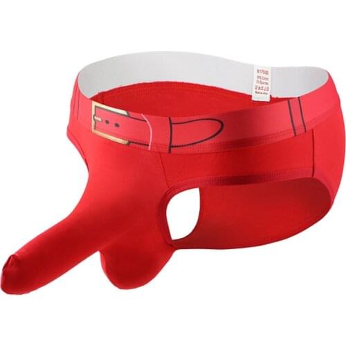 Sexy lingerie mens cotton underwear Penis Shaft Socks Gay Hot Briefs Breathable Panties