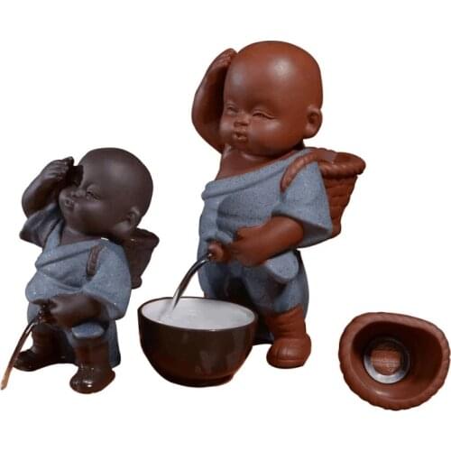 Zisha Tea Strainer Peeing Little Monk Decoration Creative Piss Child Doll Spray Ceramic Character Craft Tea Filter Accessories
