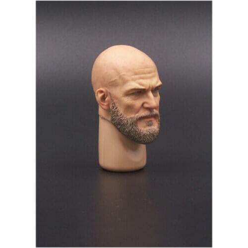 1:6 Scale Bald Head Sculpture Carved Beard A-20 Mango Villain Head Model Fit 12" Male Soldier Action Figure Model Toy Collection