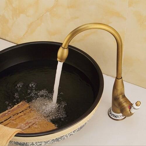 Faucet European Kitchen Sink Hot Cold Water Mixer Faucet Full Copper Retro Faucet Basin Faucets