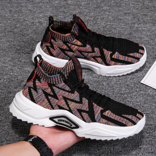 Sport casuales Sneakers fashion gym breathable espadrilles knitting walking bona High summer mens winter male black top red man