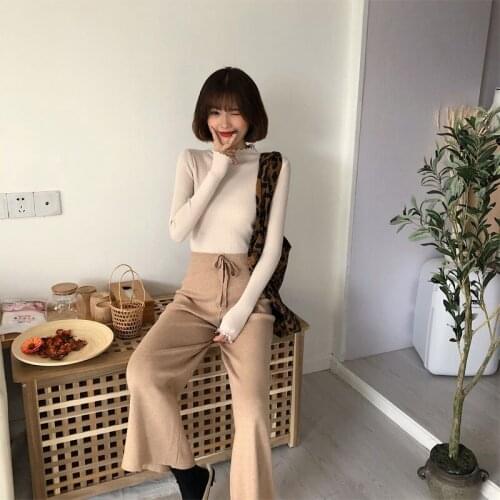 ZB4588 2021 new spring women fashion slim half turtleneck pure color wooden ear edge long sleeve sweater cheap wholesale