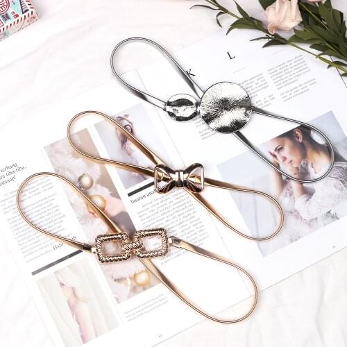 Butterfly Dluble Circle Square silver gold Skinny buckel Metal chain Elastic Waist slim belts For girl women ladies on dress