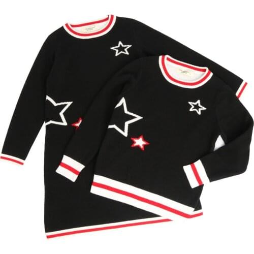 1-10Yrs Boys Girls Five-Pointed Star Knitted Dresses 2021 Autumn Long Sleeve Party Baby Children Birthday Clothes Girls Clothes