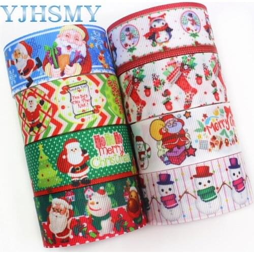 YJHD 0013 25mm 10 yards Christmas printed grosgrain ribbon packaging design, DIY accessories handmade materials
