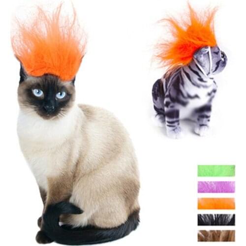 Funny Pet Halloween Headdresses Dress Up Pet Hair Headdress Dog Cat Wig