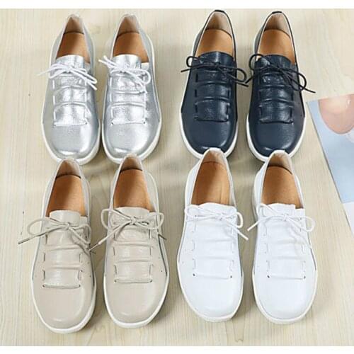 NEW Summer Leather Women Shoes Sneakers Nurse Swing Work Single Shoes Wedges Shoes woman Blue White Platform Shoes Slimming W007