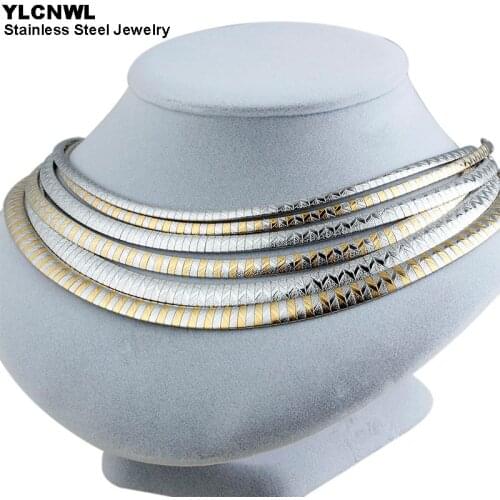 Statement Stainless Steel Necklaces For Women Gold Color Choker Chain Fashion Jewelry Accessories 4/6/8MM