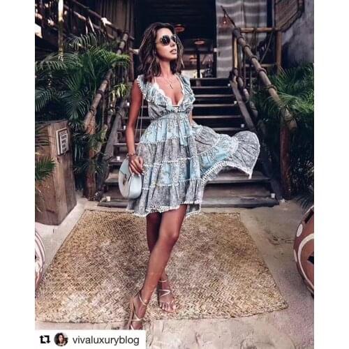 Midi boho vintage casual women dresses patchwork elegant bohemian beach dress jurken may summer backless dress 2018