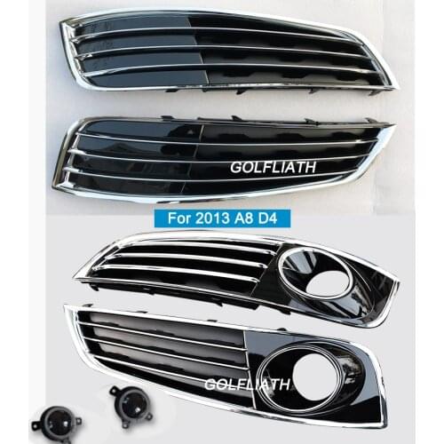 GOLFLIATH For Audi 2013 Car Fog lamp grille ABS Auto Grill Lamp Covers With ACC A8 D4 W12 (Fits 2013 A8 S8 W12 )