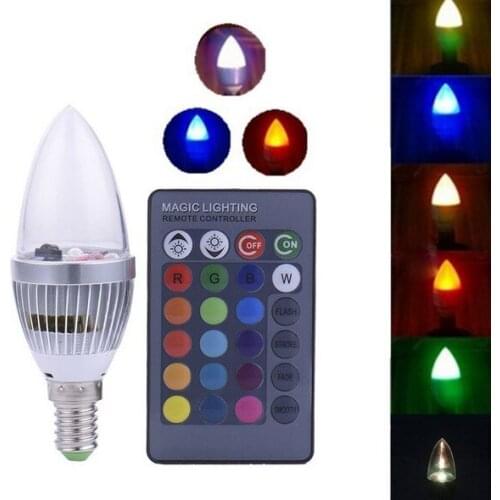 E12/E14E27 3W RGB LED Bulbs 15 Colors Changing Candle Light Bulb Lamp w/Remote Control AC85-265V