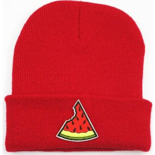 Watermelon embroidery Cotton Thicken knitted hat winter warm hat Skullies cap beanie hat for kid men women 129