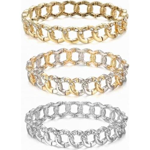 Personalized Adjustable Beaded Crystal Circle Bracelet Women Costume Handmade Linked Stretch Rhinestone Jewelry With 3 Per Set