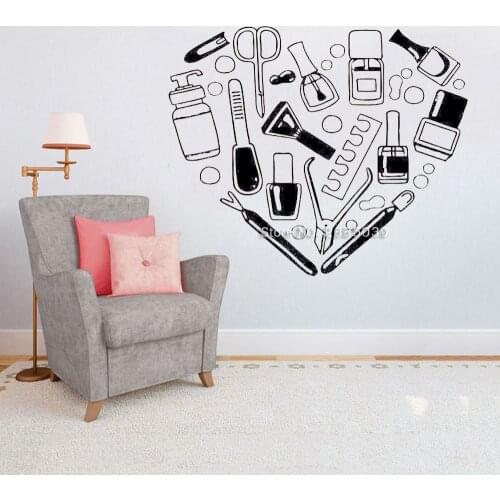 Manicure Tools,Nail Polish Heart Posters Wall Sticker For Shopwindow Decor Murals Nails Salon Beauty Salon Wallpapers DIY LC1143