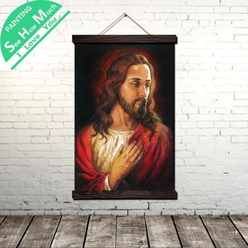 Jesus Devout Love Scroll Painting Canvas Vintage Poster and Prints Wall Art Pictures Living Room Bedroom Farmhouse Decoration