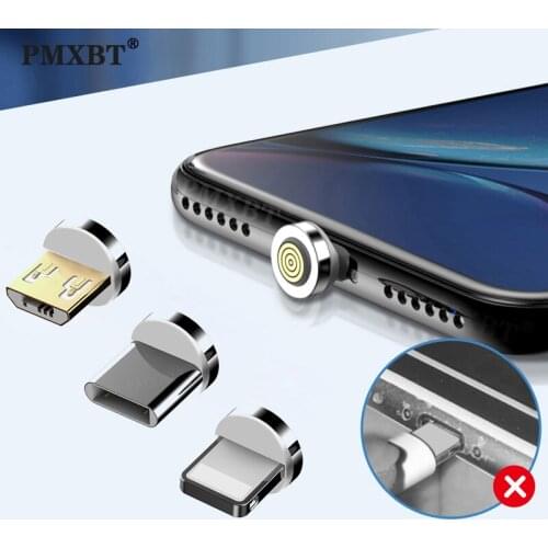 Magnetic Cable Plug Round Fast Charging Adapter 3A Magnetic Tips For iPhone Samsung Xiaomi Micro USB Type C Magnet Charger Plug