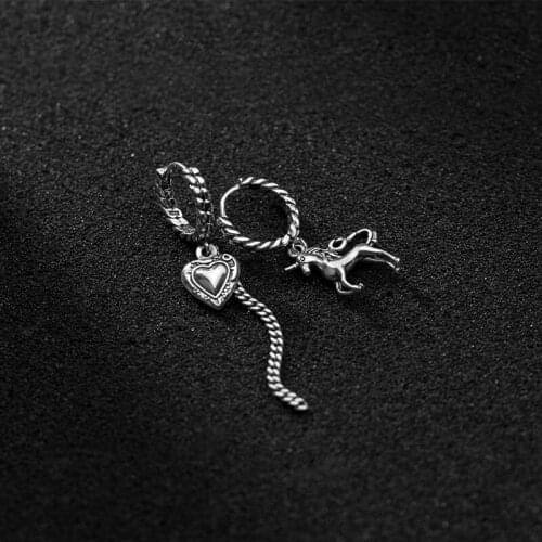 MIQIAO 925 Thai Silver Unusual Retro Love Unicorn Earrings For Women Jewelry Vintage Female Fashion Chain Adult Ceremony Gift
