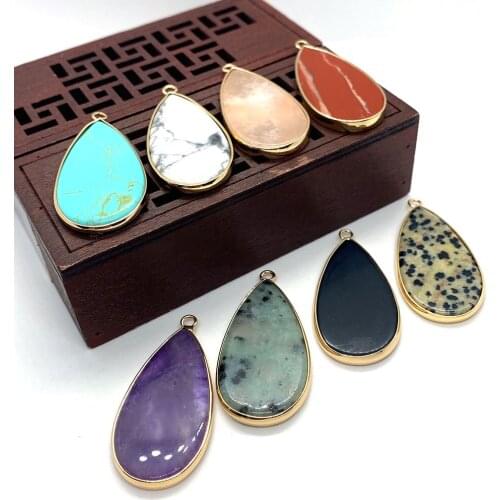 Natural Stone Pendant Picture Stone White Turquoise Amethyst Necklace Pendant Used for DIY Jewelry Making Bracelet Accessories