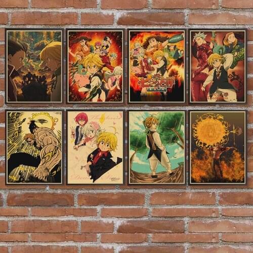 Japanese Anime The Seven Deadly Sins Retro Picture Kraft Paper Poster Bedroom Living Cafe Art Home Wall Decor
