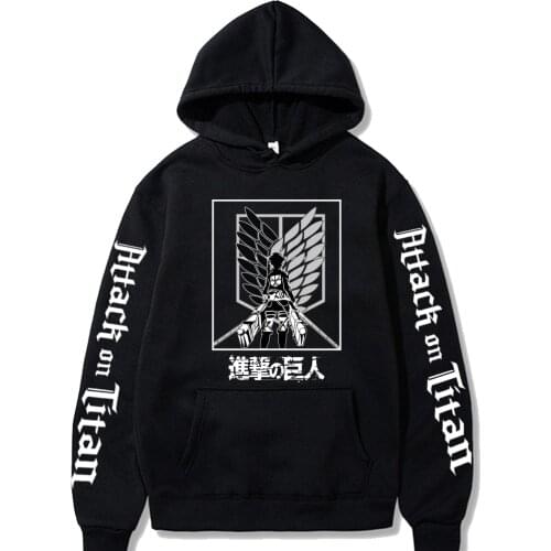 Men Harajuku Funny Japanese Anime Attack on Titan Pullover Unisex Male