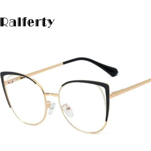 Ralferty 2021 New Anti-Glare Eyeglass Frames Retro Transparent Computer Anti Blue Light Glasses Women Myopia Prescription F95728