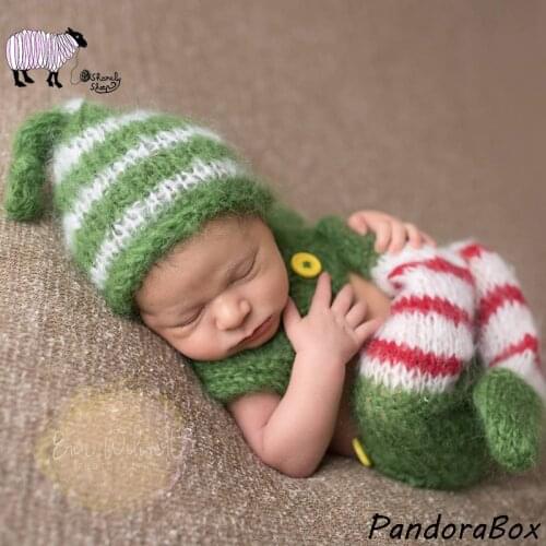 Newborn Photography Props Clothes Infant Baby Boy Girl Photo Shoot Christmas Stripe Outfits Gift foto Shooting Props Costume