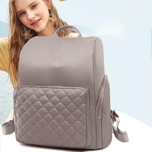 Diamond Lattice Backpack for Girls Waterproof Oxford Student School Bag Lady Large Capacity Travel Rucksack Preppy Style Mochila